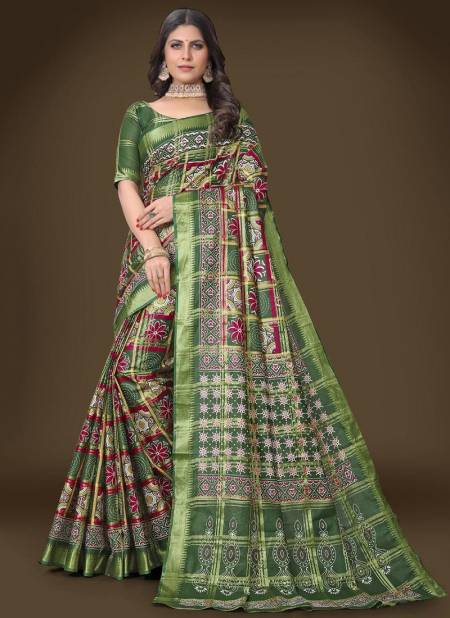 Green Colour AAYAA BANDHEJ 4 Festive Wear Wholesale Cotton Sarees Catalog 400004