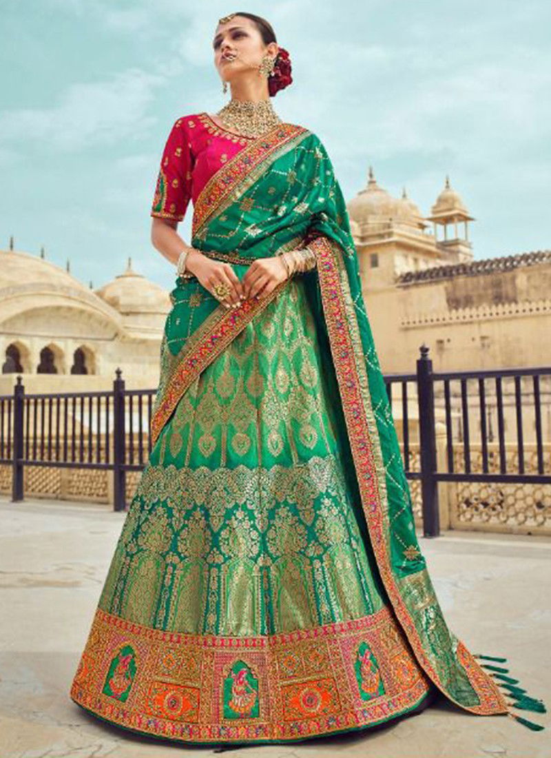 Green Colour Aadhya Designer Wholesale Bridal Lehenga Choli 1206