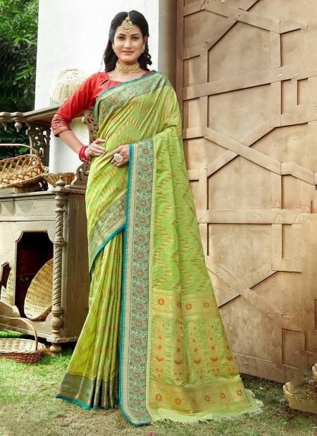 Green Colour Aadya By Sangam 1001 To 1006 Silk Sarees Catalog 1006