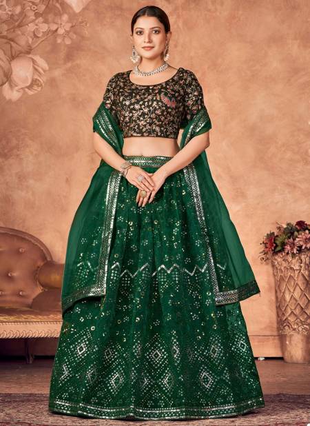 Green Colour Aakrut Vol 4 Wholesale Designer Wedding Wear Lehenga Choli Catalog