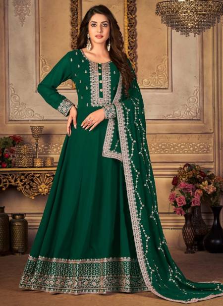 Green Colour Aanaya 146 Festive Wear Georgette Wholesale Anarkali Suit Collection 4601