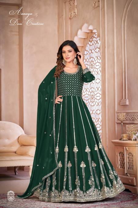 Green Colour Aanaya Vol 167 By Dani Creation 6701 To 6704 Gown Wholesalers In Delhi 6701