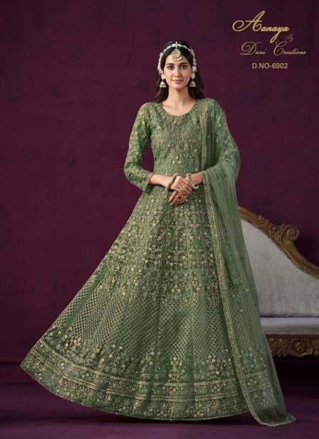 Green Colour Aanaya Vol 169 By Twisha Net Gown With Dupatta Catalog 6902 Catalog