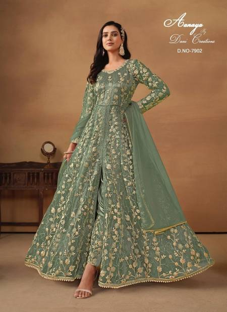 Green Colour Aanaya Vol 179 By Dani Creations Designer Satin Net Salwar suit Wholesale Online 7902