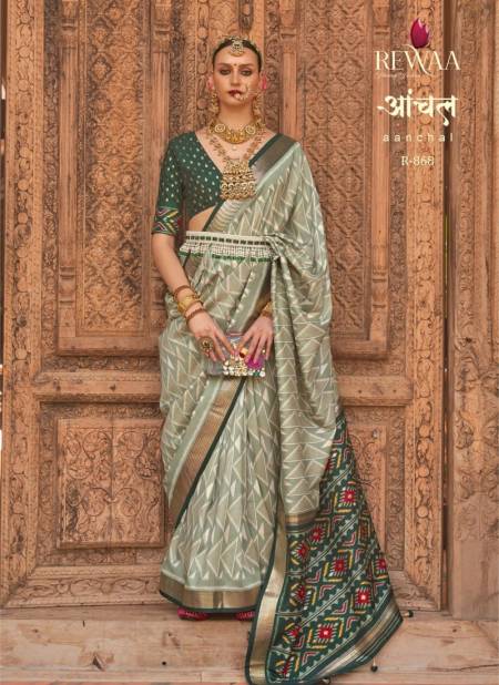 Green Colour Aanchal By Rewaa Silk Sarees Catalog 868