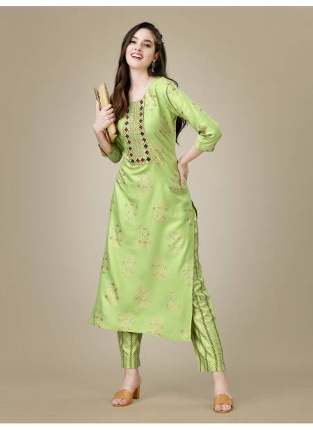 Green Colour Aaradhna Kurti With Bottom Catalog 1023