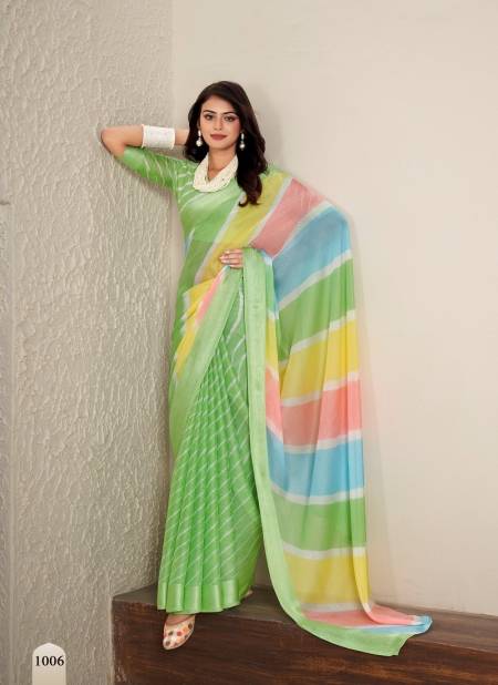 Green Colour Aavi By Dhaga Pure Jari Chiffon Daily Wear Saree Wholesalers In Delhi 1006