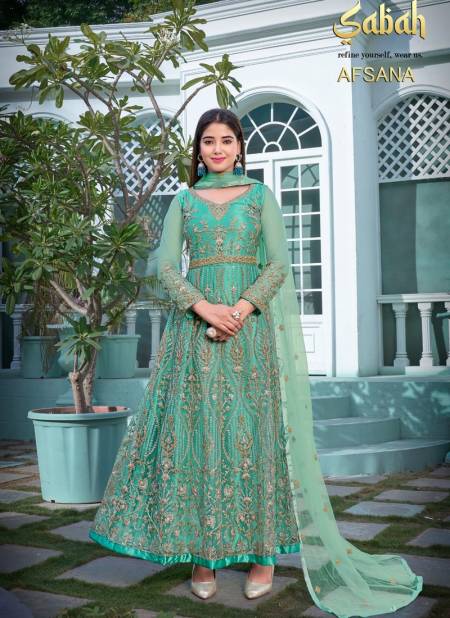 Green Colour Afsana Vol 2 By Sabah Gown Catalog 1006 A