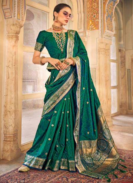 Green Colour Aloha Silk Wedding Wear Wholesale Silk Sarees 48003