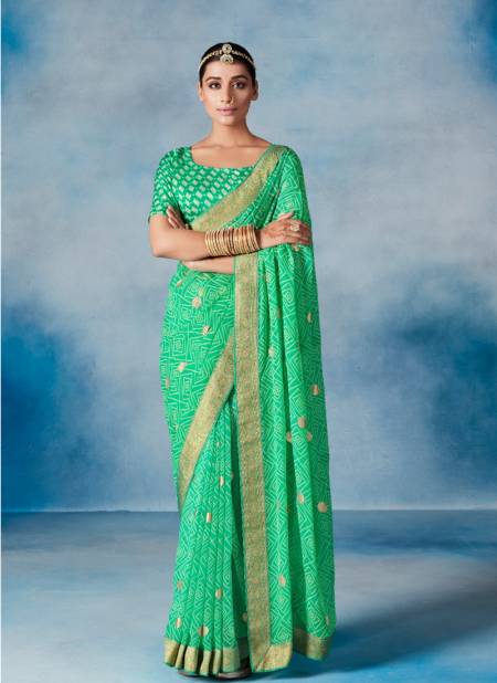 Green Colour Amaya By Stavan Georgette Saree Catalog 105