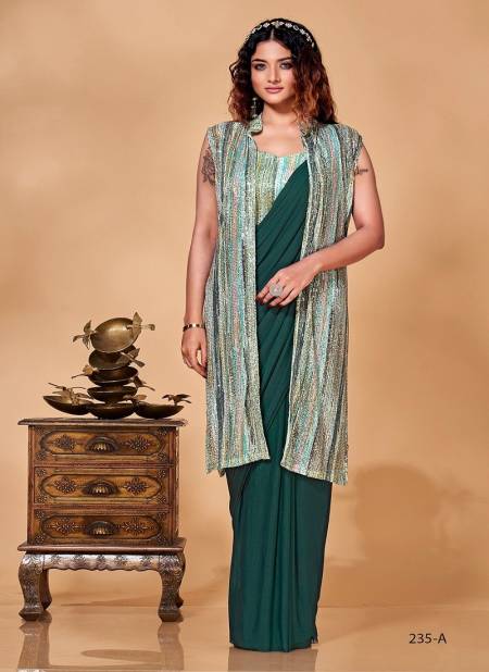 Green Colour Amoha Partywear Saree Catalog 235 A