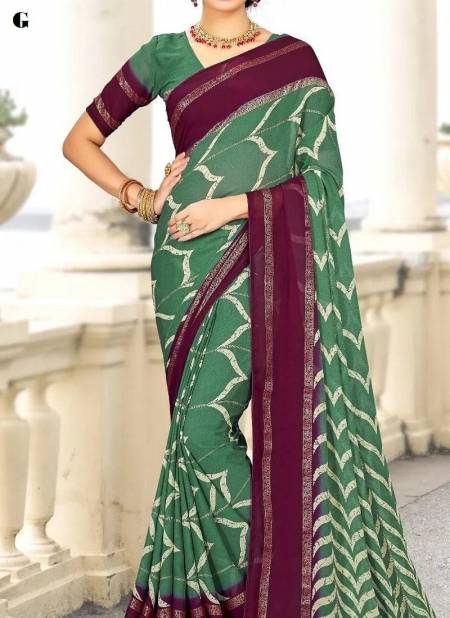 Green Colour Amrita By Mahamani Creation Fancy Fabric Printed Saree Catalog G