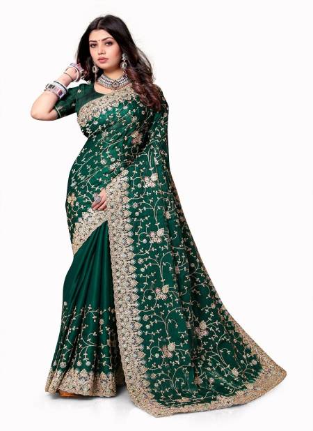 Green Colour Amyra 2211 To 2218 By Utsav Nari Heavy Coading Embroidery Crepe Silk Party Wear Saree Orders In India 2216
