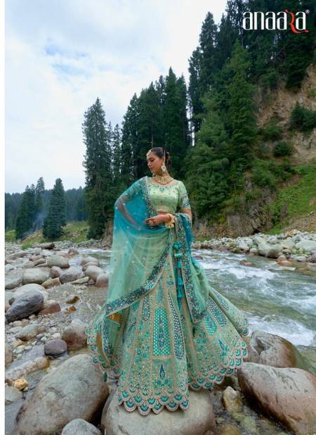 Green Colour Anaara 63 By Tathastu Banarasi Silk Designer Lehenga Choli Catalog 6303