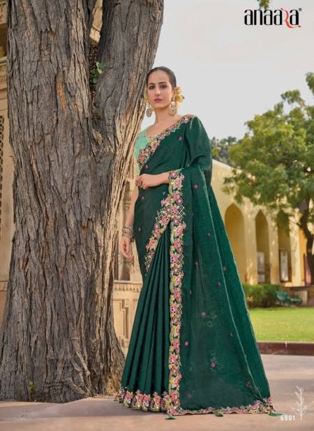 Green Colour Anaara 6900 Series By Tathastu Designer Fancy Tissue Organza Silk Saree Orders In India 6901