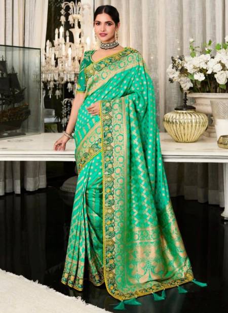 Green Colour Anaara Wholesale Wedding Wear Sarees Catalog 5704