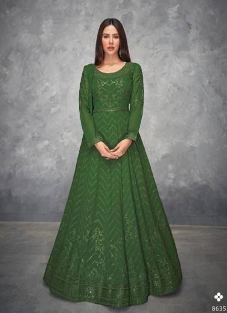Green Colour Anamika By Aashirwad Gown Catalog 8635