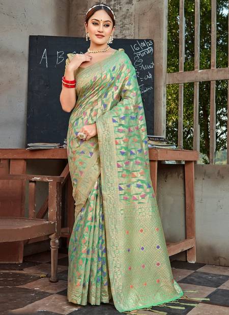 Green Colour Anarkali By Sangam Cotton Sarees Catalog 1005