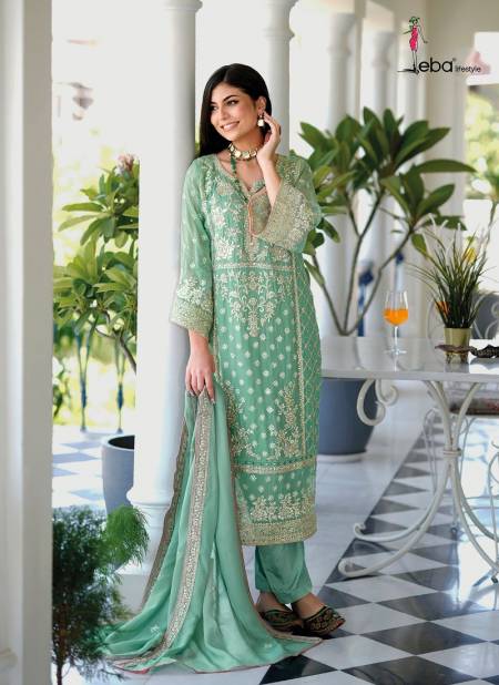 Green Colour Anaya By Zaveri Organza Embroidered Readymade Pakistani Suit Catalog 1594