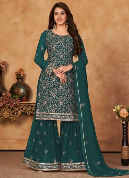 Green Colour Anjubaa Vol 10 Wedding Wear Wholesale Georgette Suits Catalog 10101