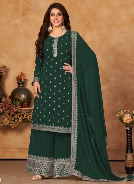 Green Colour Anjubaa Vol 11 Function Wear Wholesale Georgette Salwar Suits Catalog 10111
