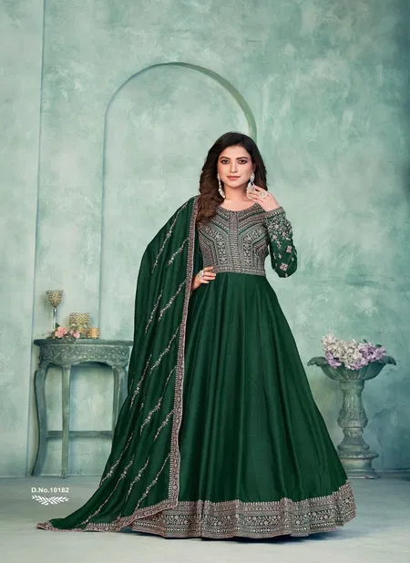 Green Colour Anjubaa Vol 18 By Anjubaa Gown Catalog 10182 Catalog