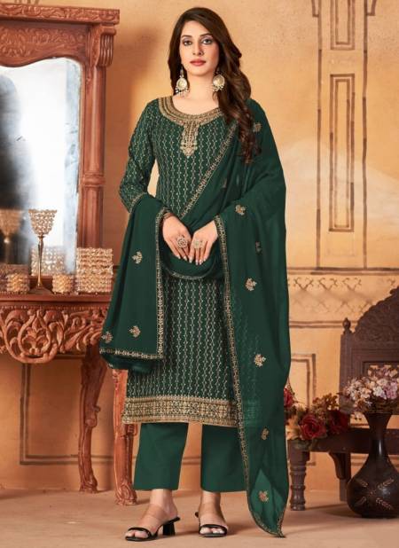 Green Colour Anjubaa Vol 7 Festive Wear Wholesale Georgette Salwar Suits Catalog 10071
