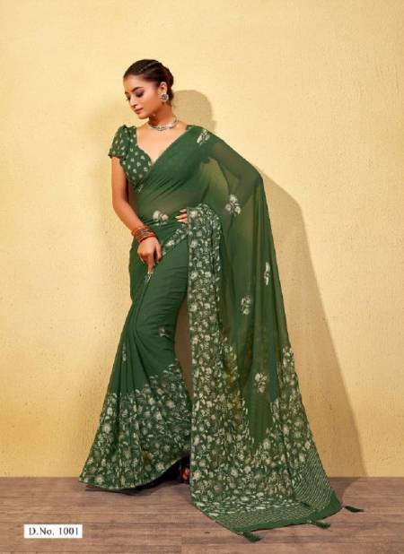 Green Colour Ankita By Mahamani Creation Georgette Designer Saree Catalog 1001