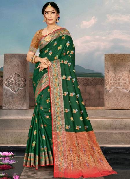 Green Colour Anushka Festive Wear Wholesale Silk Sarees 1344