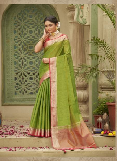 Green Colour Anushka Vol 3 By Pankh Pure Silk Saree Catalog 6905