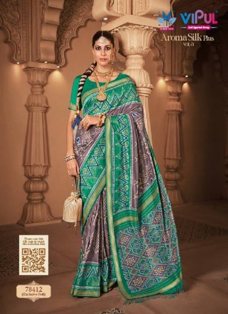 Green Colour Aroma Silk Plus Vol 3 By Vipul Silk Designer Saree Catalog 78412