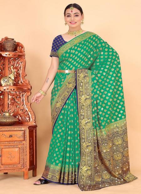Green Colour BK 8771 Designer Saree Catalog 3702