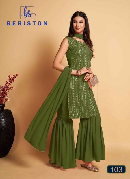 Green Colour BS Vol 1 Sharara Suit Catalog 103