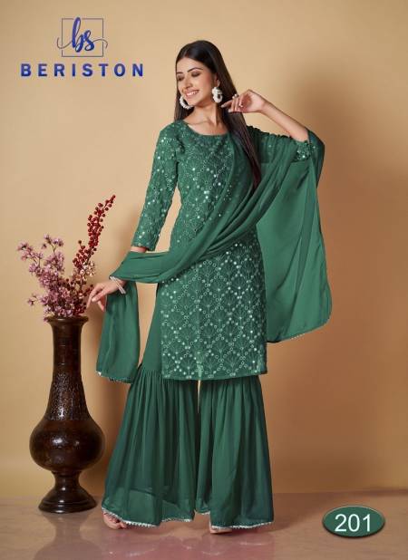 Green Colour BS Vol 2 By Beriston Readymade Salwar Suits Catalog 201