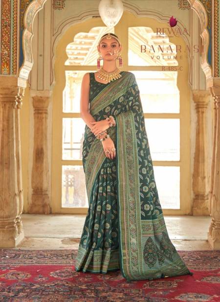 Green Colour Banarasi Vol 1 By Rewaa Silk Wedding Wear Saree Orders In India R-485-C