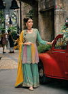 Green Colour Barbie Colour By Eba Chinon With Embroidery Work Readymade Sharara Suit Catalog 1608 B