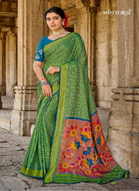 Green Colour Beauty Star By Mintorsi Designer Silk Brasso Saree Catalog 26406