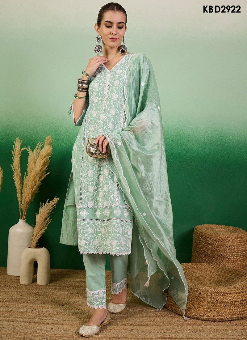 Green Colour Bhumi By Mahotsav Cotton Embroidery Kurti With Bottom Dupatta Wholesale Shop In Surat KBD2922