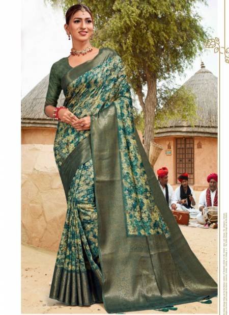 Green Colour Blossom Digital Designer Wholesale Cotton Sarees 904