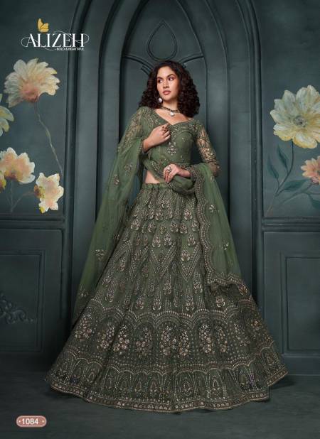 Green Colour Bridal Heritage Vol 5 By Alizeh Party Wear Net Lehenga Choli Wholesale Online 1084