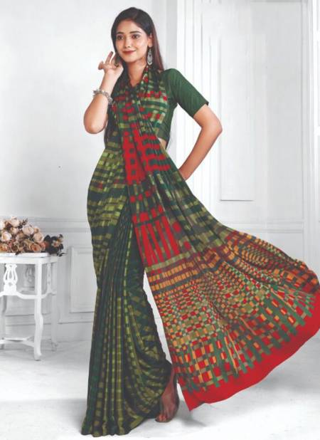 Green Colour Bright And Beautiful Wholesale Daily Wear Sarees Catalog 70002 A