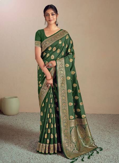 Green Colour Butterfly By Bunawat Silk Wedding Sarees Wholesale in Delhi 1006