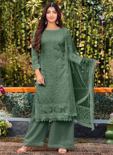 Green Colour Celebration Colour Edtion By Mrudangi 2041 F To 2041 J Georgette Salwar Suits Catalog 2041 F