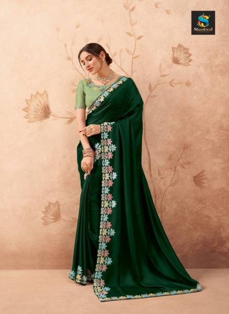 Green Colour Charvi Vol 3 By Shashvat Fancy Embroidery Saree Wholesale In India CV309