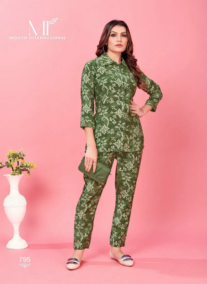 Green Colour Co-ord Set Queen Vol 1 By Moksh Riyon Ladies Western Wholesale Online 795