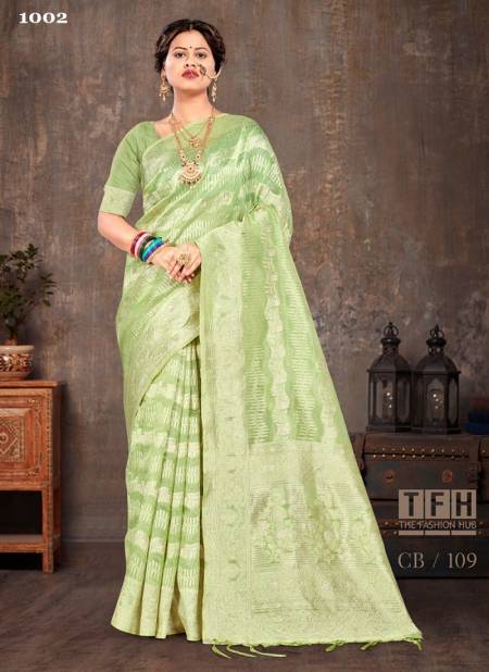 Green Colour Cotton Candy By Sangam Wedding Sarees Catalog 1002