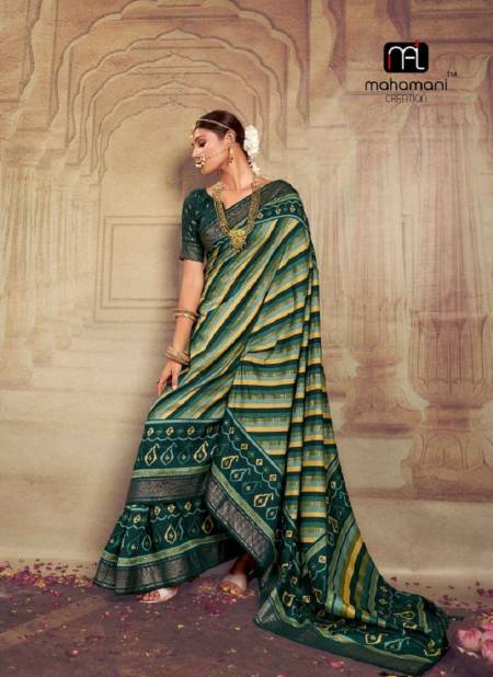 Green Colour Devnandini By Mahamani Creation Heavy Tusser Dola Silk Saree Wholesale Shop In Surat 1006