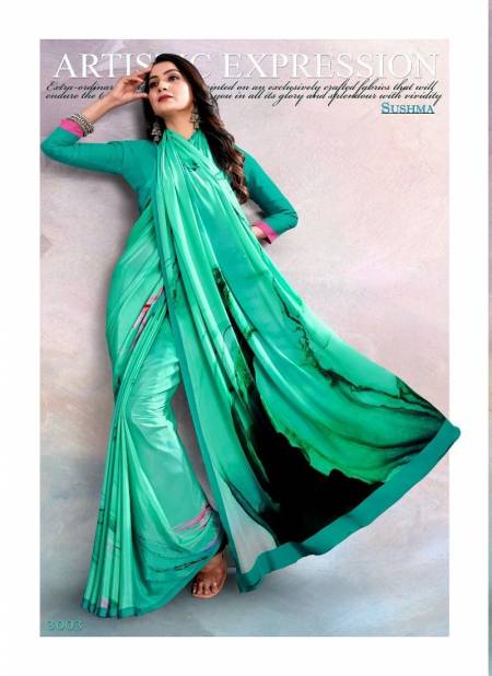 Green Colour Digital 30 By Sushma Daily Wear Saree Catalog 3003