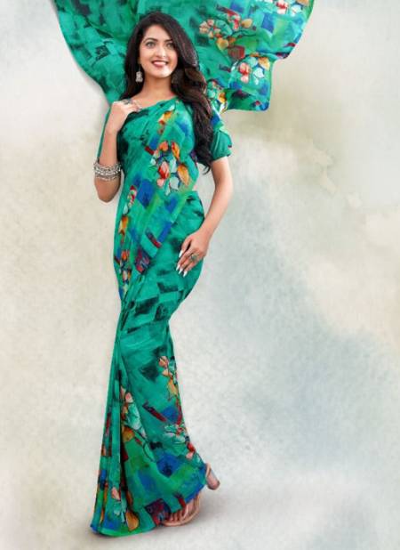 Green Colour Dimensions Printed Wholesale Daily Wear Sarees 402 A