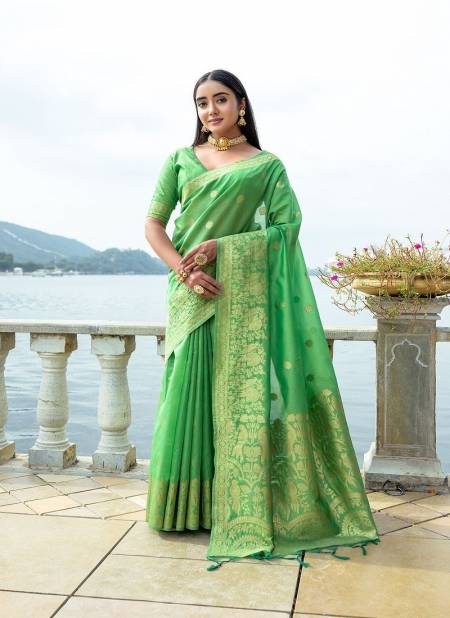 Green Colour ERI Silk Festive Wear Premium Soft Silk Zari Woven Sarees Wholesale In Delhi RF27536